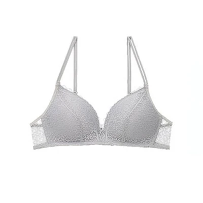 Grey no panties Новые бюстгальтеры для женщин, комплект кружевных бюстгальтеров пуш-ап, сексуальный бюстгальтер и трусики, комплекты нижнего белья, белый бюстгальтер без косточек, беспроводной бюстгальтер, нижнее белье для девочек - Цвет: Grey no panties