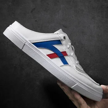

2020 New Half slippers Men Casual Fashion Summer Shoes Men Brand Half Drag Mens Flats Sneakers Popular Pu Leather Shoes For Men