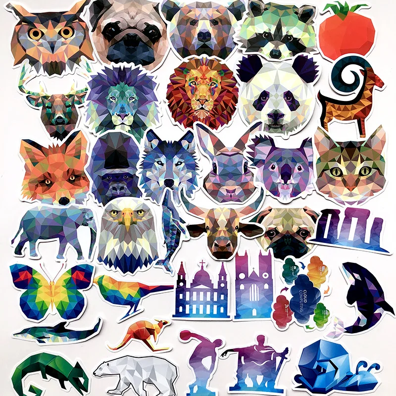 

35pcs Pack Diamond Cartoon Animal Stickers Waterproof Travel Suitcase Motorcycle Skateboard Guitar Vsco Girl Funny Sticker Toy