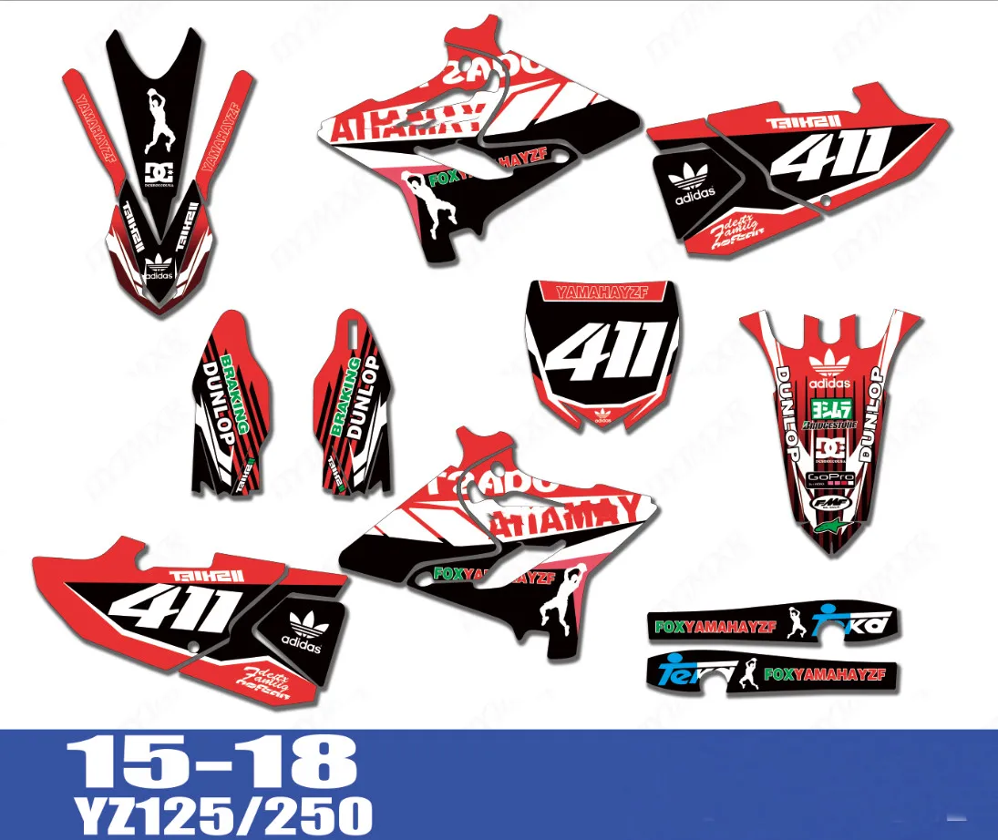 Полный набор наклеек набор с номером Графический фон наклейка для YAMAHA YZ125 YZ250 YZ 125 250YZ