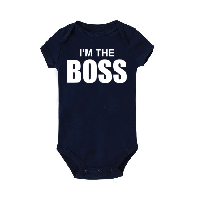 I Am the Boss Детский комбинезон для новорожденного, для малыша, для мальчика, для девочки, Забавный комбинезон, летняя одежда, пляжный костюм, короткий рукав, мягкая детская одежда