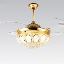 Современный подвесной вентилятор хрустальный свет Роскошный складной потолочный вентилятор столовая лампа с вентилятором с пультом дистанционного управления