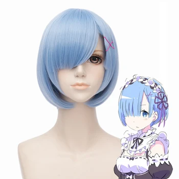 

VICWIG Cosplay Wig Rem/Ram/Emilia Pink Blue Silver Gray Synthetic Wig