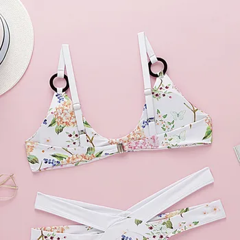 

Sexy Floral Printed Quick-drying Women Swimsuit Sports Surfing Gym Lady Bikini Outdoor Sleeveless Summer Female Beach Wear