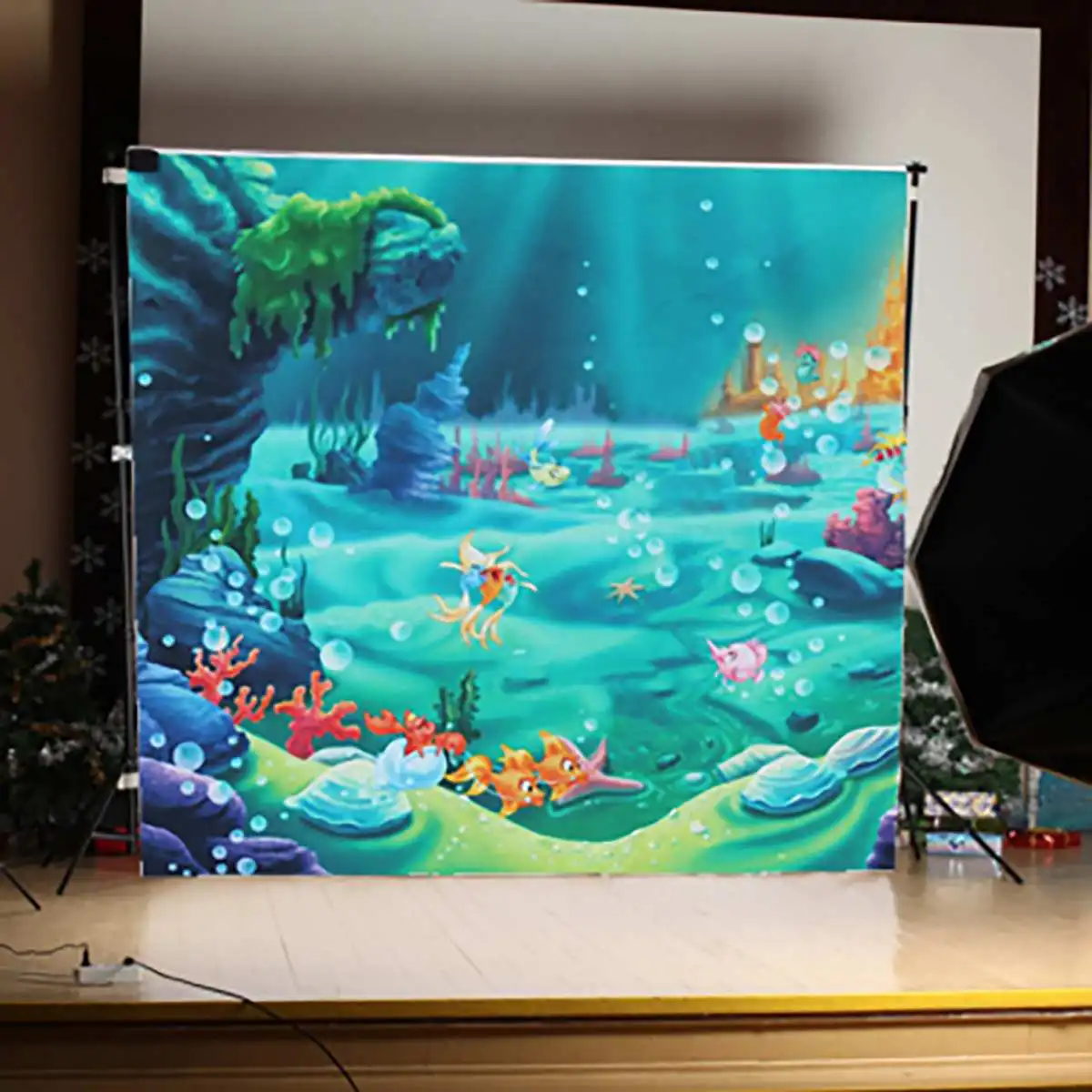 

2Sizes Under Sea Mermaid Backdrop Castle Blue Sea Grass Shell Photography Background Child Kids Baby Birthday Party Decoration