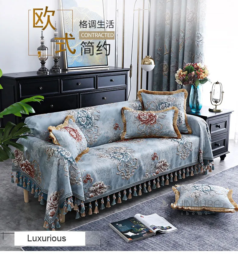 Luxury Jacquard Tassels Sofa Bed Cover Towel Couch Covers Throw