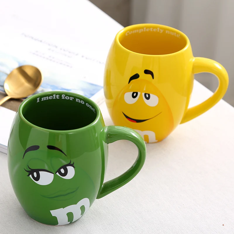 

M&MCoffee Mugs Ceramic Tea Cups and Mugs Large Capacity Mark Bean Expression Cartoon Creative Drinkware Dropshipping Coffee Mug