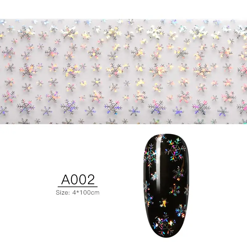 100*4 см стикеры 3D на ногти Nail Art Снежинка лазерные блестящие наклейки для ногтей в рождественском стиле - Цвет: Q02003