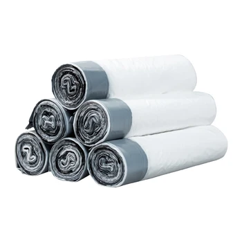 

5/10 Roll Portable White Garbage Bag with Handle Thick Drawstring Large Home Kitchen Dormitory Garbage Bag 15pcs/Roll HK