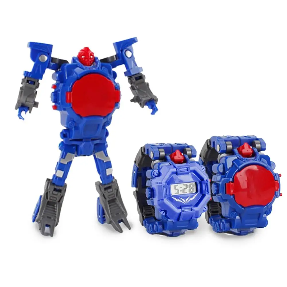 

Cartoon Kids Toy Watches Transformation Robot Electronic Watch Deformation Robot 360 Ratation Date Time Adjust Puzzle Toys