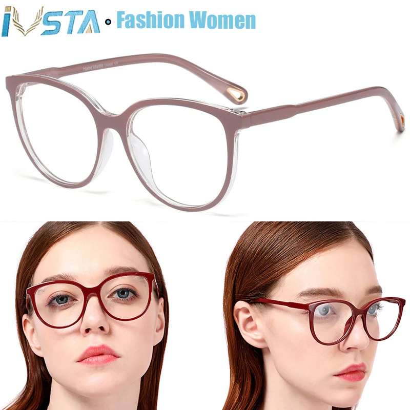 

IVSTA Round Glasses Frame Women Oversized Fashion Lady Big Large Myopia Prescription Eyeglasses Vintage Glasses Retro 06268