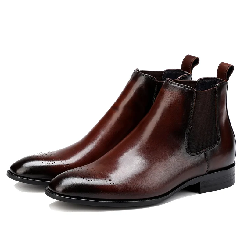 

Chelsea Boots Men's Europe And America Handmade Hight-top Business Formal Wear Genuine Leather Cowhide Varved Breathable Casual
