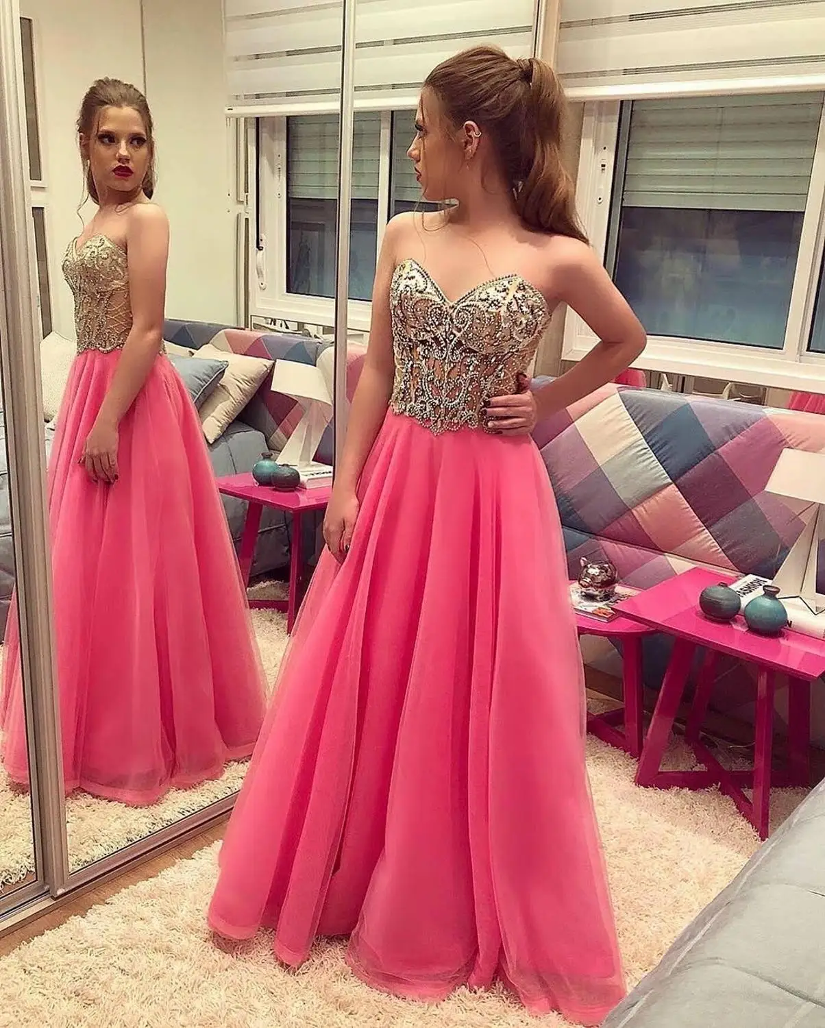 Prom Dresses bling Sparkle 2019 Crytal beads Long A line Bridesmaid Sexy Backless Evening Gown Custom Made girl dresses | Свадьбы и