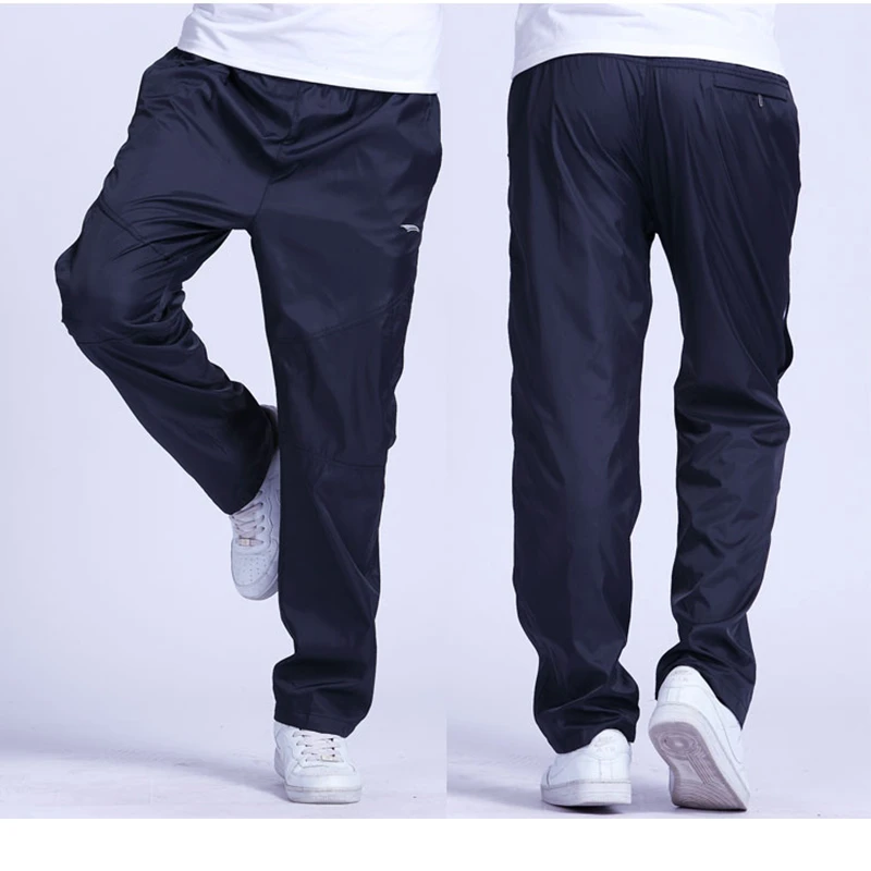 Spring Autumn Sweatpants Men's Trousers Thin Section Breathable Summer Loose Casual Pants Polyester Slip Surface Straight Pants