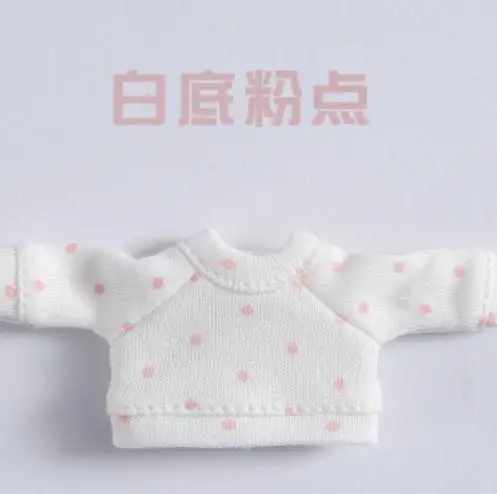 long sleeve pink dot Новинка, красивые детские Цвета кукольной одежды короткий рукав Футболка худи для ob11, obitsu11, Молли, 1/12bjd кукольная одежда аксессуары для куклы - Цвет: long sleeve pink dot