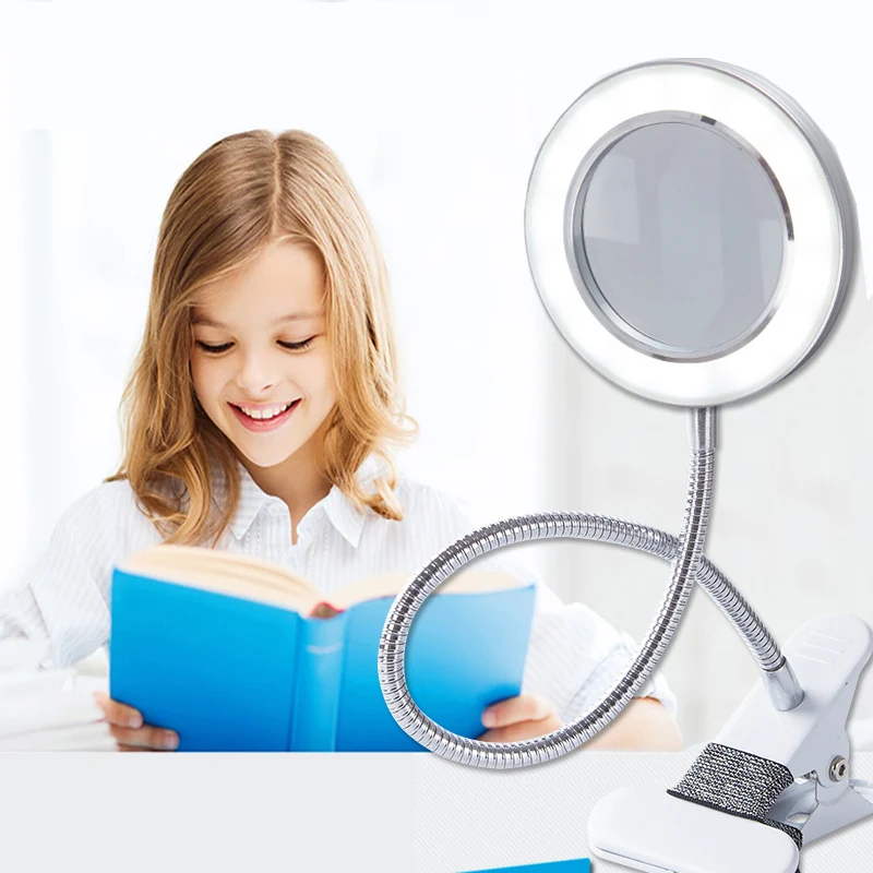 

10W Magnifying Glass with LED Light Soldering Tool Desk Clamp USB 8X Magnifier Welding/Reading/Tattoo Computers And Makeup Light