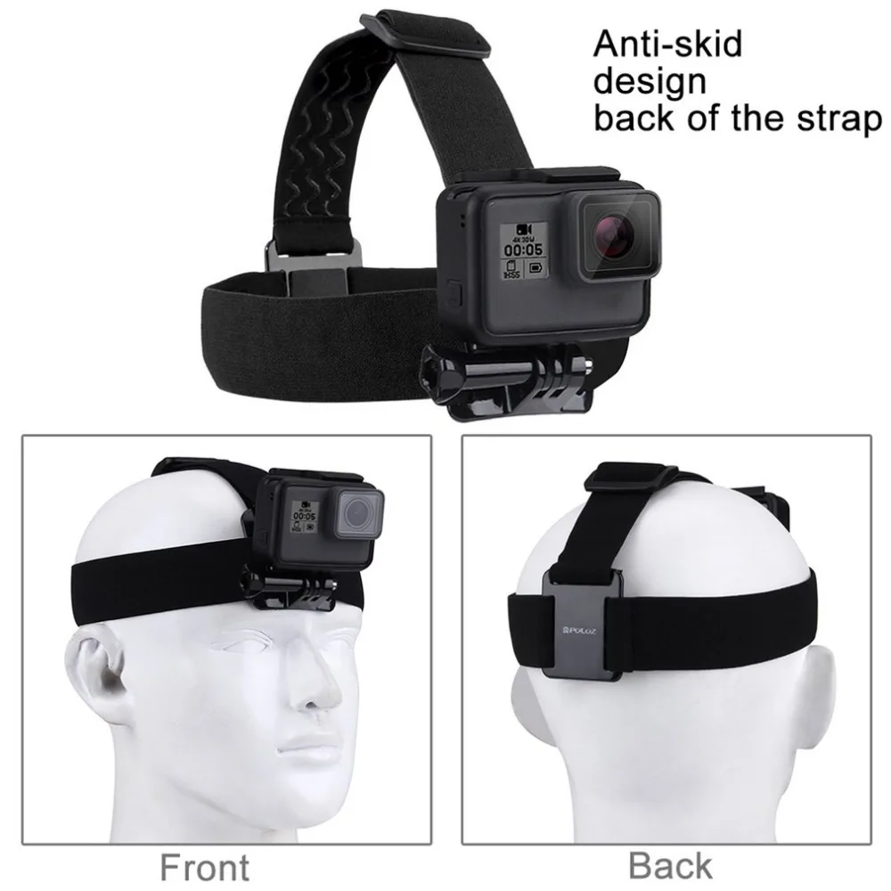 PULUZ Waterproof Head Band For GoPro Hero 5 4 Session 3+3 2 1 Mount Adjustable Elastic Head Band Strap Go Pro Accessories