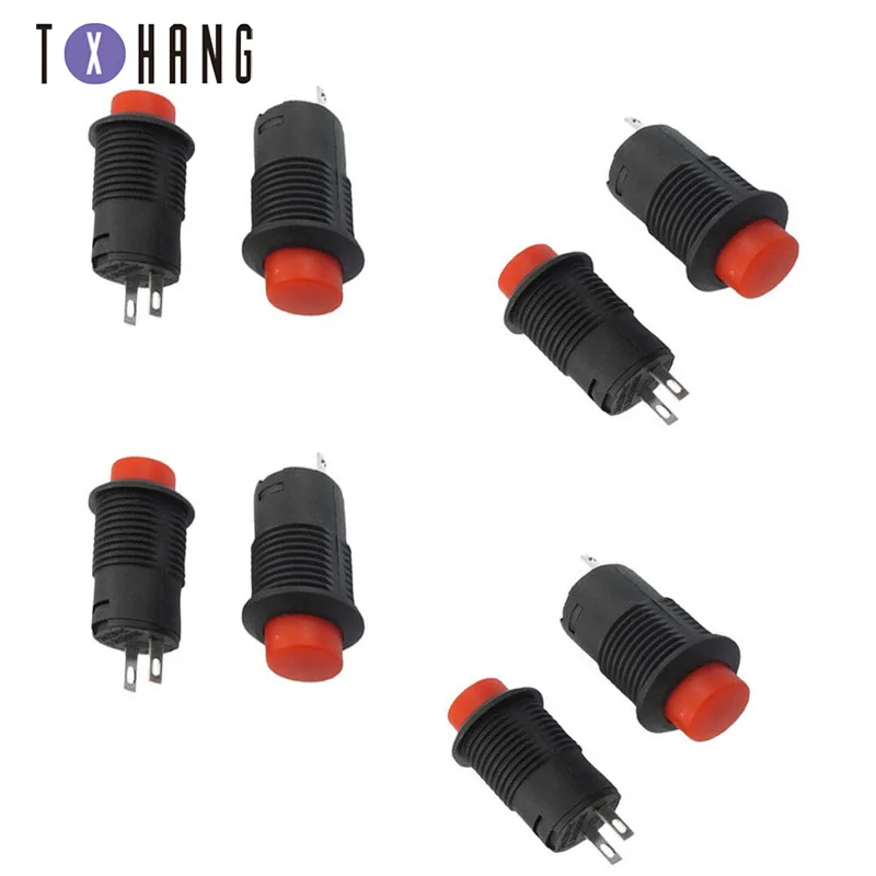 10 шт. 2 Pin SPST 1.5A 250VAC 3A 125VAC Красный Мгновенный Круглый колпачок кнопочный