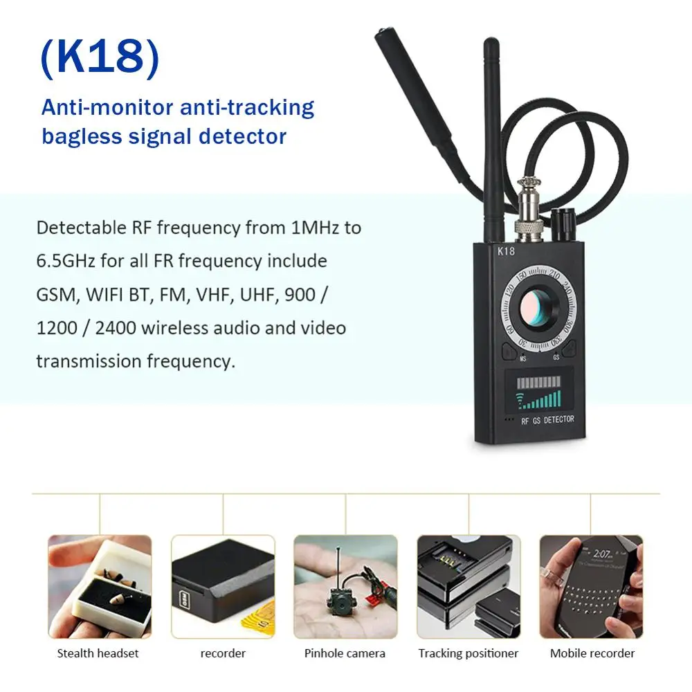K18 многофункциональный 1 МГц 6 5 ГГц анти детектор камера GSM аудио обнаружитель