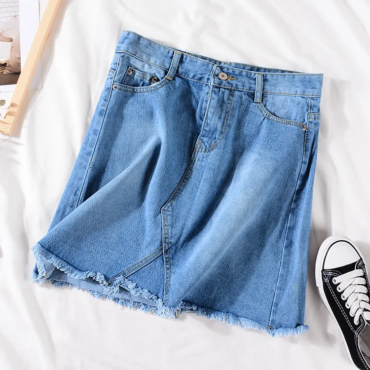 

Stock WOMEN'S Dress Overstock Spring Korean-style College Style Versatile Solid Color Denim Skirt Women's 5.21