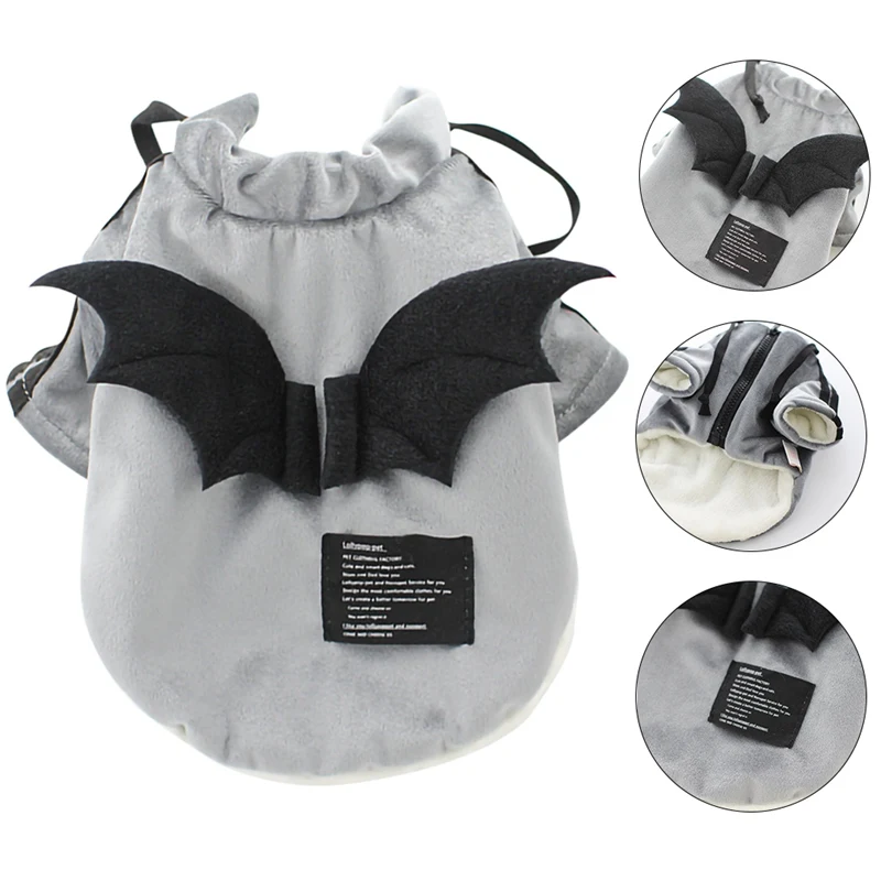 

Pet Warm Winter Clothes Dogs Halloween Black Bat Wing Sports Dog Costume Velvet Fleece Inside
