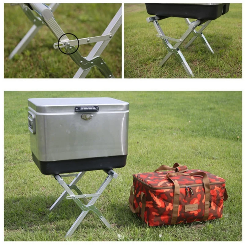 

Multi-Function Aluminum Alloy Bracket Outdoor Folding Portable Insulation Box Frame Camping Bag Shelf Freezer Cooler Stands