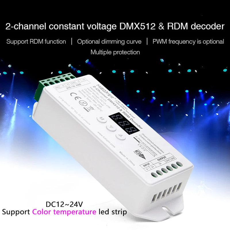 2 CH DMX512 Decoder Support RDM Function CV LED Controller 12V 24V Can match with DMX512 Master For Color Temperature Led Strip dc5v 24v full color dmx512 rgbw decoder dmx to spi led module controller support sk6812rgbw ucs2904 tm1814 sm16704