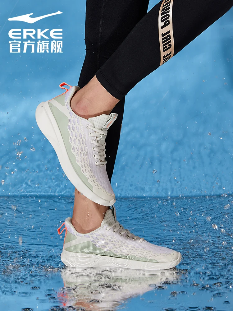Erke sports shoes women's new autumn large mesh slow wear-resistant anti-skid shock absorption running shoes