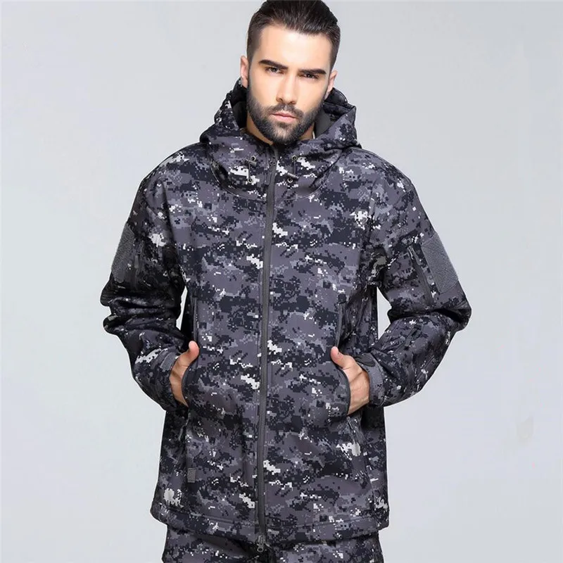 Lurker Shark Skin Soft Shell Tactical Jacket Men Waterproof Windbreaker Fleece Coat Hunt Clothes Camouflage Army Military Jacket windbreaker jacket