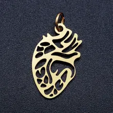 5ピース/ロット高品質316Lステンレス鋼中空ヒューマンハートチャームペンダント卸売diyのジュエリーメイキングのためアクセサリー(China)