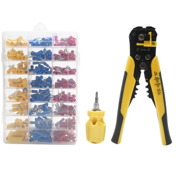 

Cable Wire Crimper Stripper Plier Tool with Electrical Terminal Connectors Crimping Pliers Ratchet Terminal Crimper