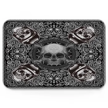 

Halloween Skull Head Paisley Pattern Doormat Non-slip Rug Soft Bath Mats Bathroom Supplies Carpet Living Room