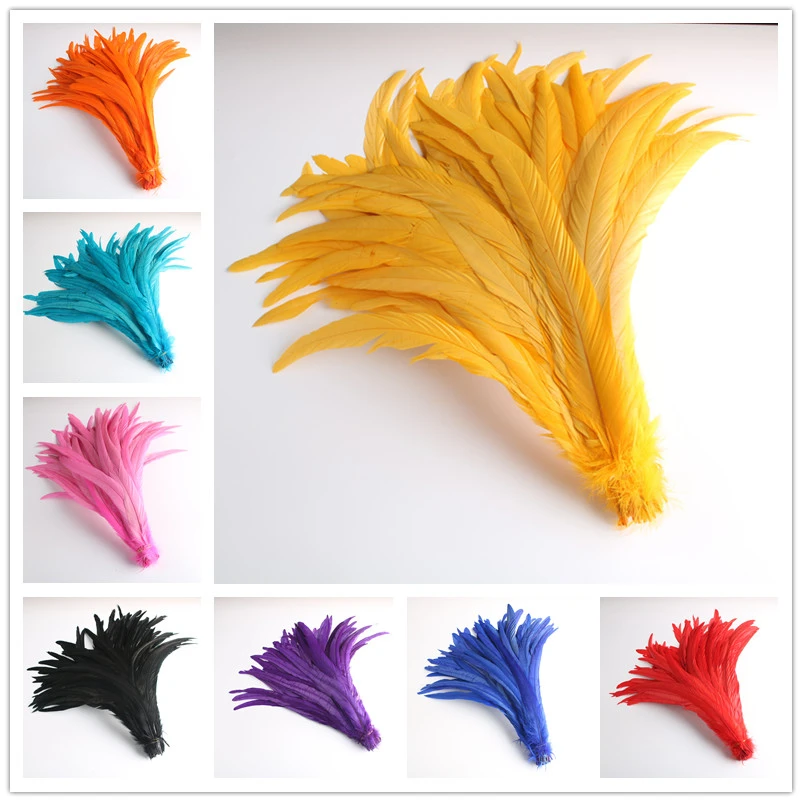 

50PCS Natural Rooster Tail Feathers for crafts 30-35CM Colorful Cheap Feather For Decoration Craft DIY Party Props Accessories