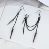 Pendientes de cadena larga con borla negra para hombre y mujer, aretes Punk con remache de hip hop para mujer, joyería gótica para fiesta, aretes ► Foto 2/6