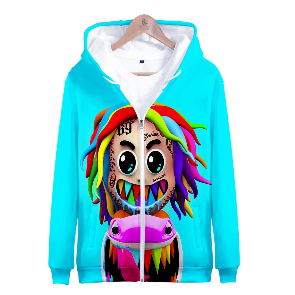 

2021 New 6IX9INE Sweatshirt Men/Women Zipper sweatshirts Hoodies Hip Hop Winter Funny Anime Movie Street Wear Style