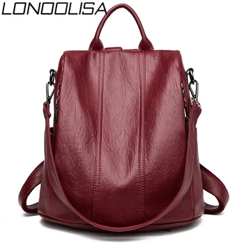 

Anti theft Ladies Backpack High Quality Soft Leather School Bags For Teenager Girls Waterproof Travel Backpack mochila mujer