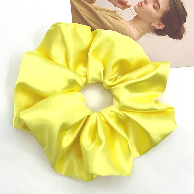 Oversized Hair Scrunchies For Women Solid Satin Silk Scrunchie Hair Rubber Bands Elastic Hair Ties Accessories Ponytail Holder C6