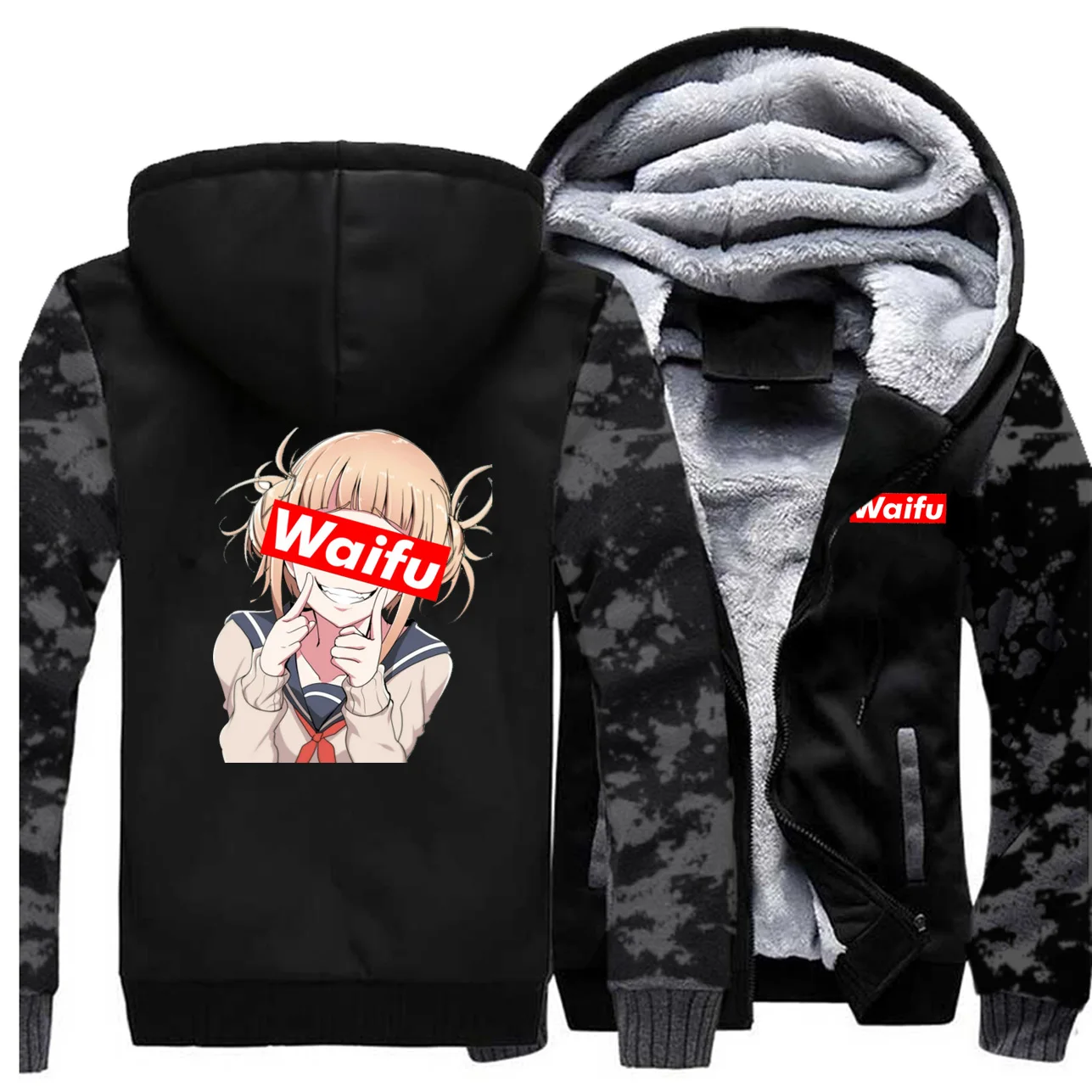 Vintage Gray 6 Зимнее теплое пальто японского аниме Toga Himiko Waifu толстовки Забавный принт толстые толстовки мужские хип-хоп камуфляжная куртка уличная - Цвет: Vintage Gray 6
