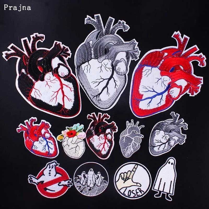

Prajna Ghostbuster Patch For Clothing Embroidered Iron on Ghost Buster Badge Patches DIY Decor Flowers Heart Applique Stripes F