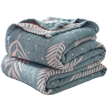 

4 Layer Cotton Gauze Muslin Throw Blanket for Bed Sofa Summer Air Conditioning Bedspread for Kids Adults-Pink