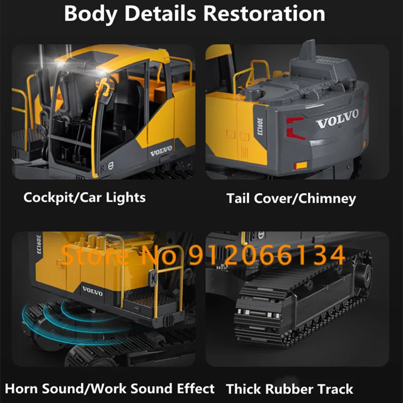 1:16Alloy Material RC Excavator 17CH 3 In 1 Replacement  360 Degree Rotation Screw Power 70CM Dual Remote Control TruckToys Gift 5