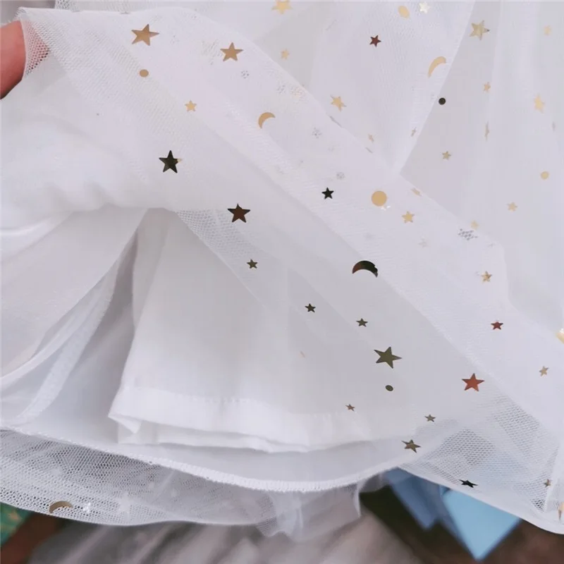 Платья для маленьких девочек 0-4T одежда для маленьких девочек Сетчатое платье с длинными рукавами и рисунком звезды мягкое милое платье для маленьких девочек Одежда для младенцев