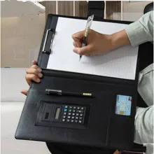 A4 ПУ кожа папка с калькулятором Многофункциональный органайзер для офисных принадлежностей менеджер документы колодки портфель Padfolio сумки