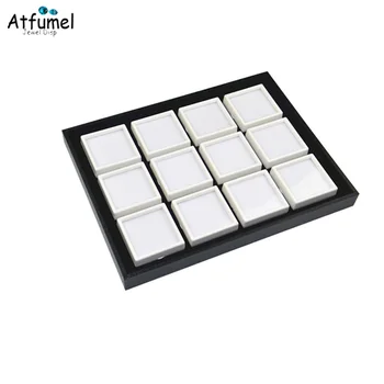 

3/4/5/6cm Square Diamond Storage Box With Tray White Black Stone Gem Box Store Show Display Organizer Gemstone Box Tray Case