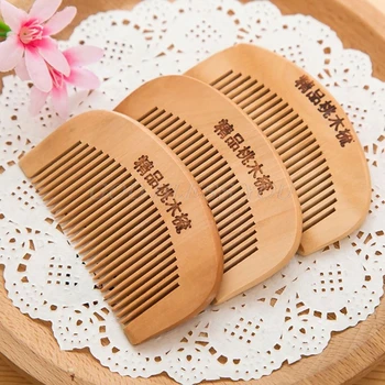 

1Pc 1Pc 8.7cm Natural Peach Wood Thickened Curved Pocket Hair Comb Massage Anti-Static Fine-Tooth Salon Styling Tool Barbers