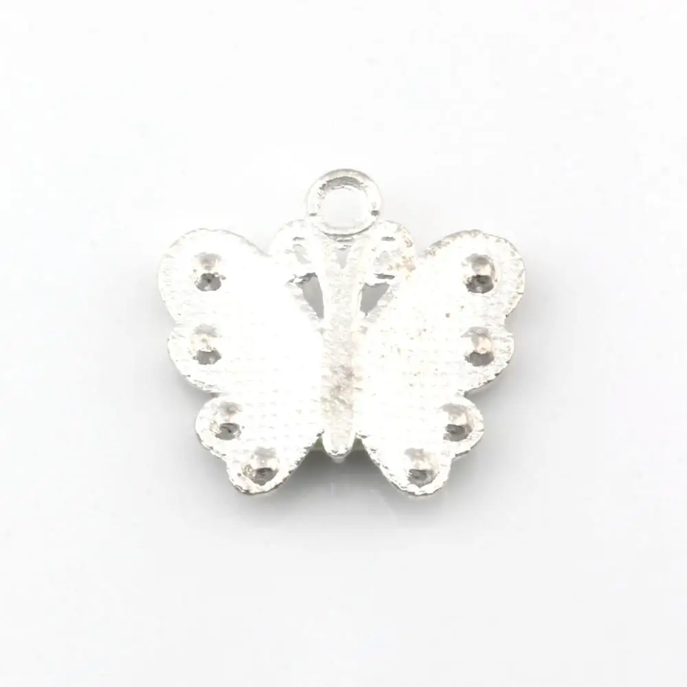 42Pcs 7-Color Rhinestone Enamel Butterfly Alloy Charm Pendants Fashion Jewelry DIY Fit Bracelets Necklace Earrings 22x20.5mm