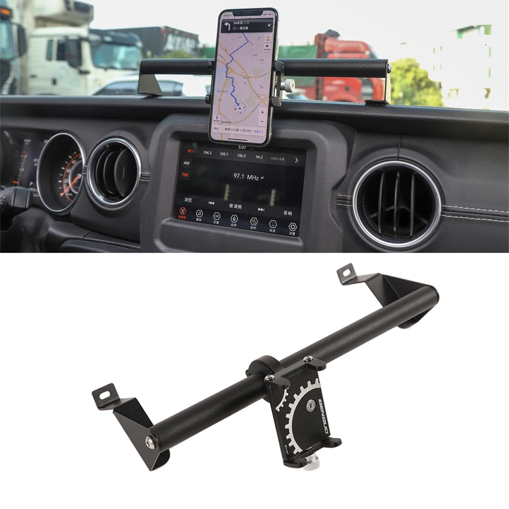 Car Phone Holder Gps Navigation Bracket For 2018 2019 2020 2021 2022 Jeep Wrangler Jl Gladiator Jt Black Interior Accessories Interior Mouldings Aliexpress 2022 Jeep Wrangler Jl Phone Mount