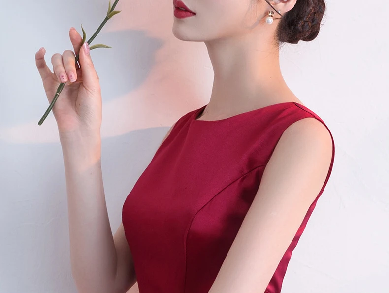 O-Neck Womans Party Dress Sleeveless Short Evening Cheongsam Sexy Slim Dress Marriage Gown Wedding Qipao Lady Clothes Vestido