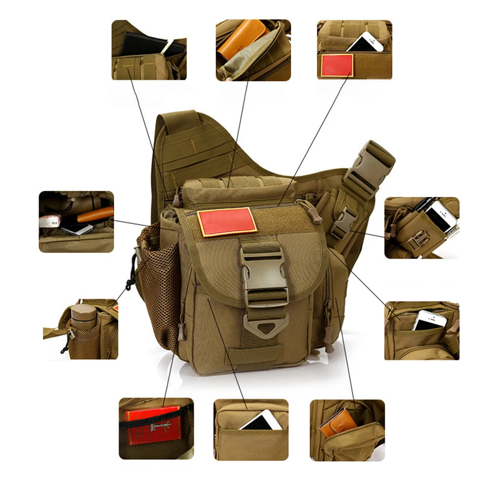 1pc Army Fan Shoulder Multifunctional Bag Outdoor Sports Messenger Lure Bag Nylon Durable Camera Crossbody Bag Fishing Gear Bag