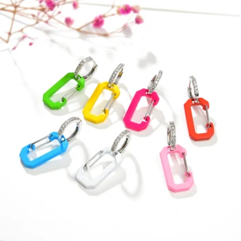 HECHENG 1pc MINI colorful Geometric Drop Earring wholesale for Women Neon style Fluorescent Jewelry love heart star VE149